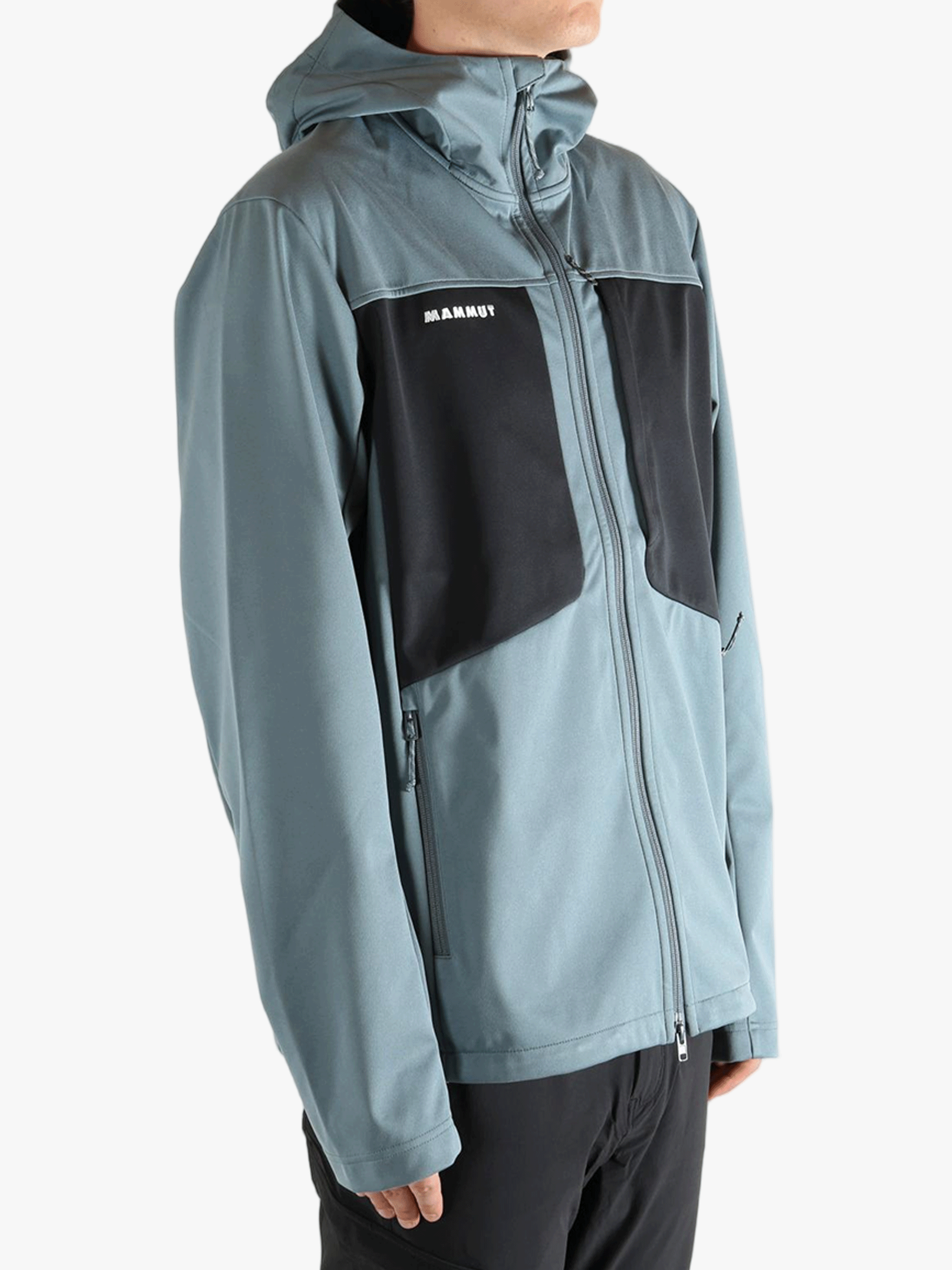 Blue jacket worn by a person, showing the jacket's fit
