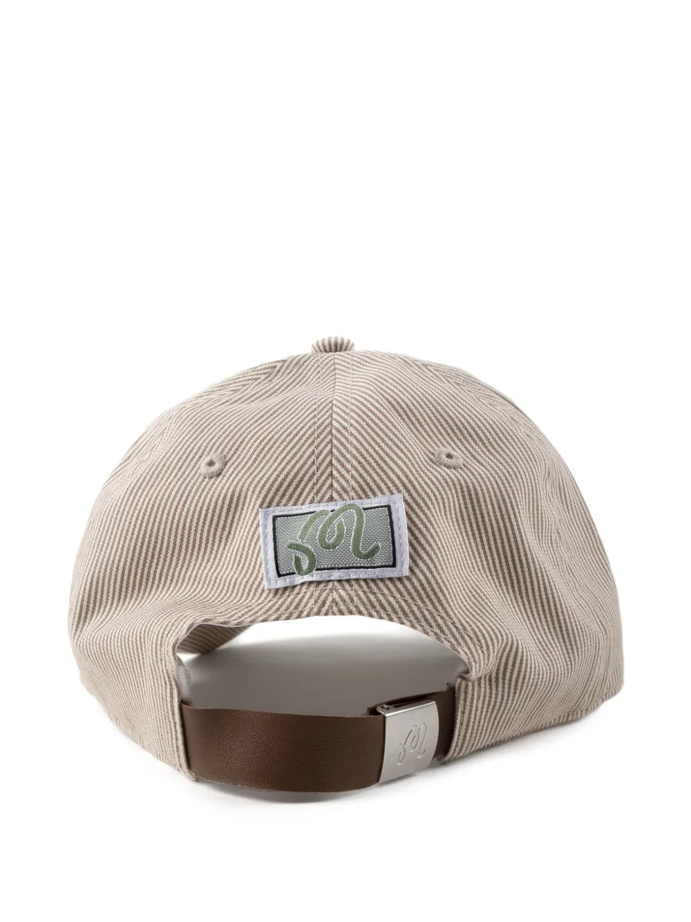 Tan hat, back view