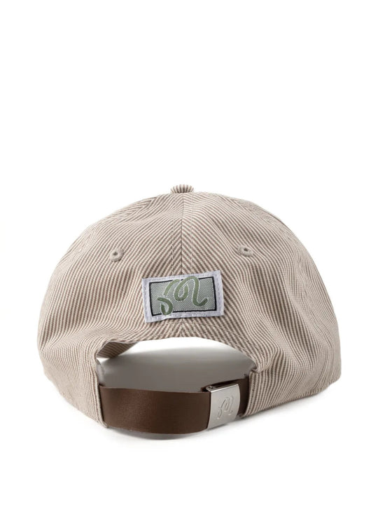 Tan hat, back view