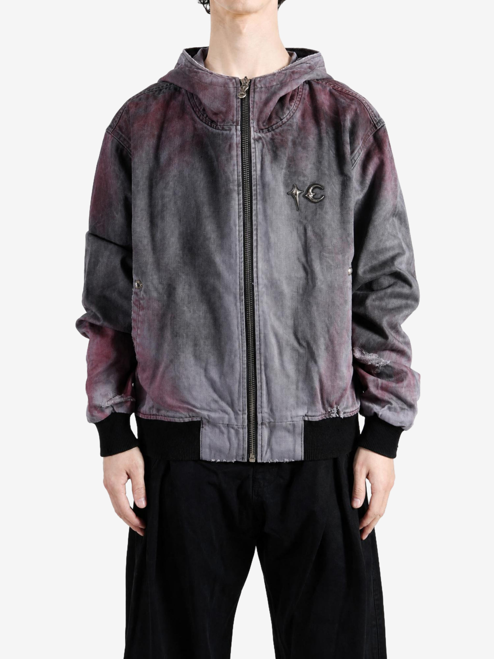 Purple jacket, full body view