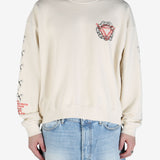 White sweatshirt,worn by a person showing the sweats fit