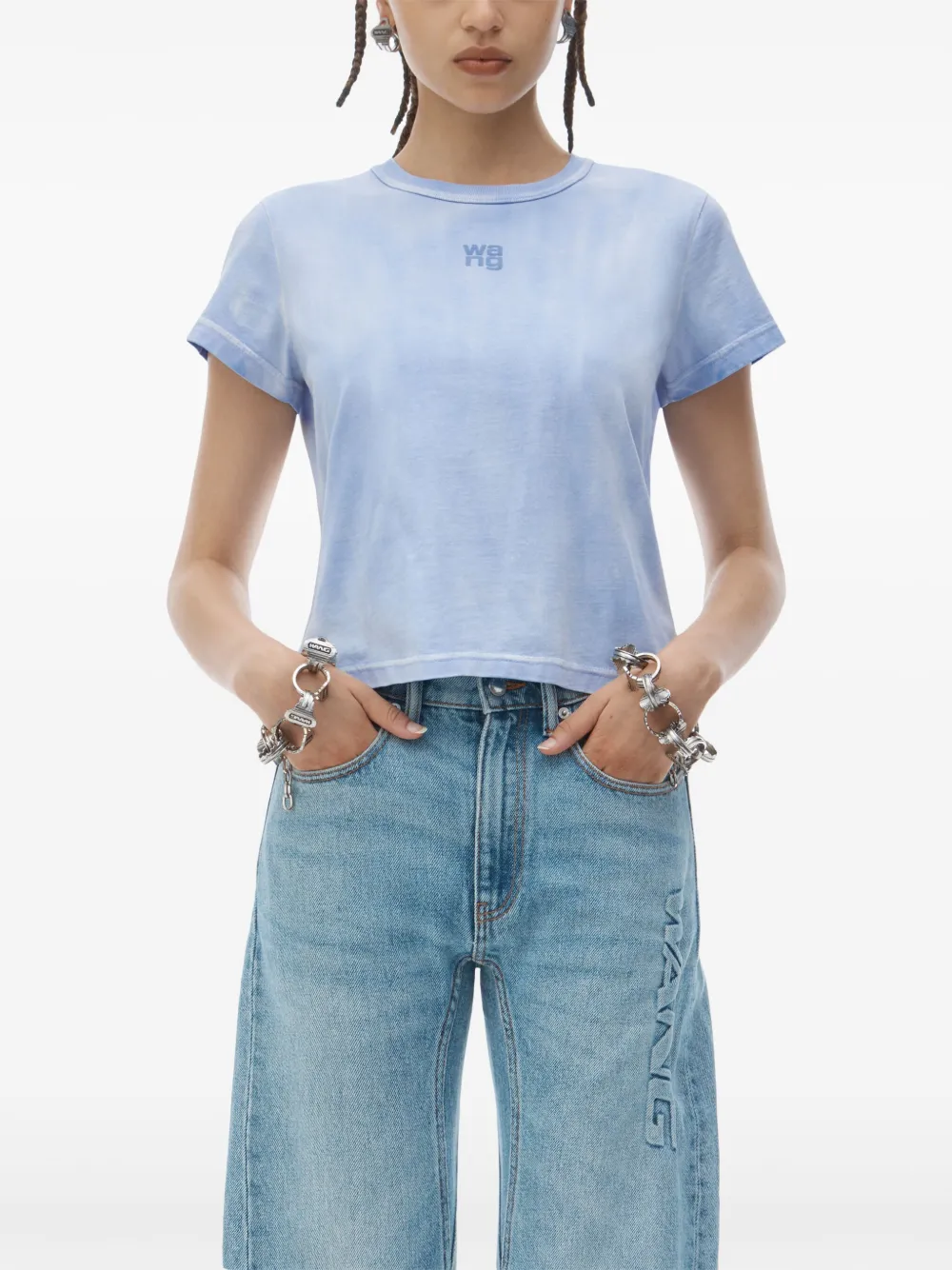 T BY ALEXANDER WANG - Women Essential JSY Shrunk W/Puff Logo & Bound Neck Tee