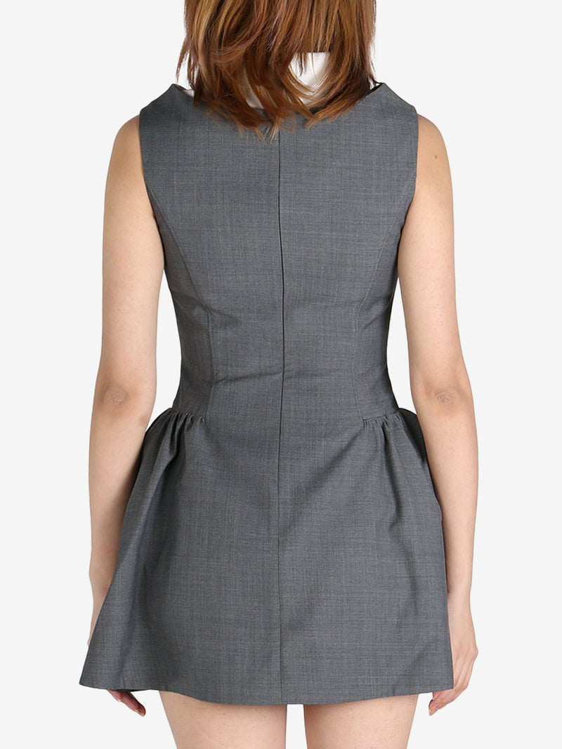 SHUSHU/TONG - Women Collared Patchwork Sleeveless Dress