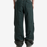 Green jeans, full body view