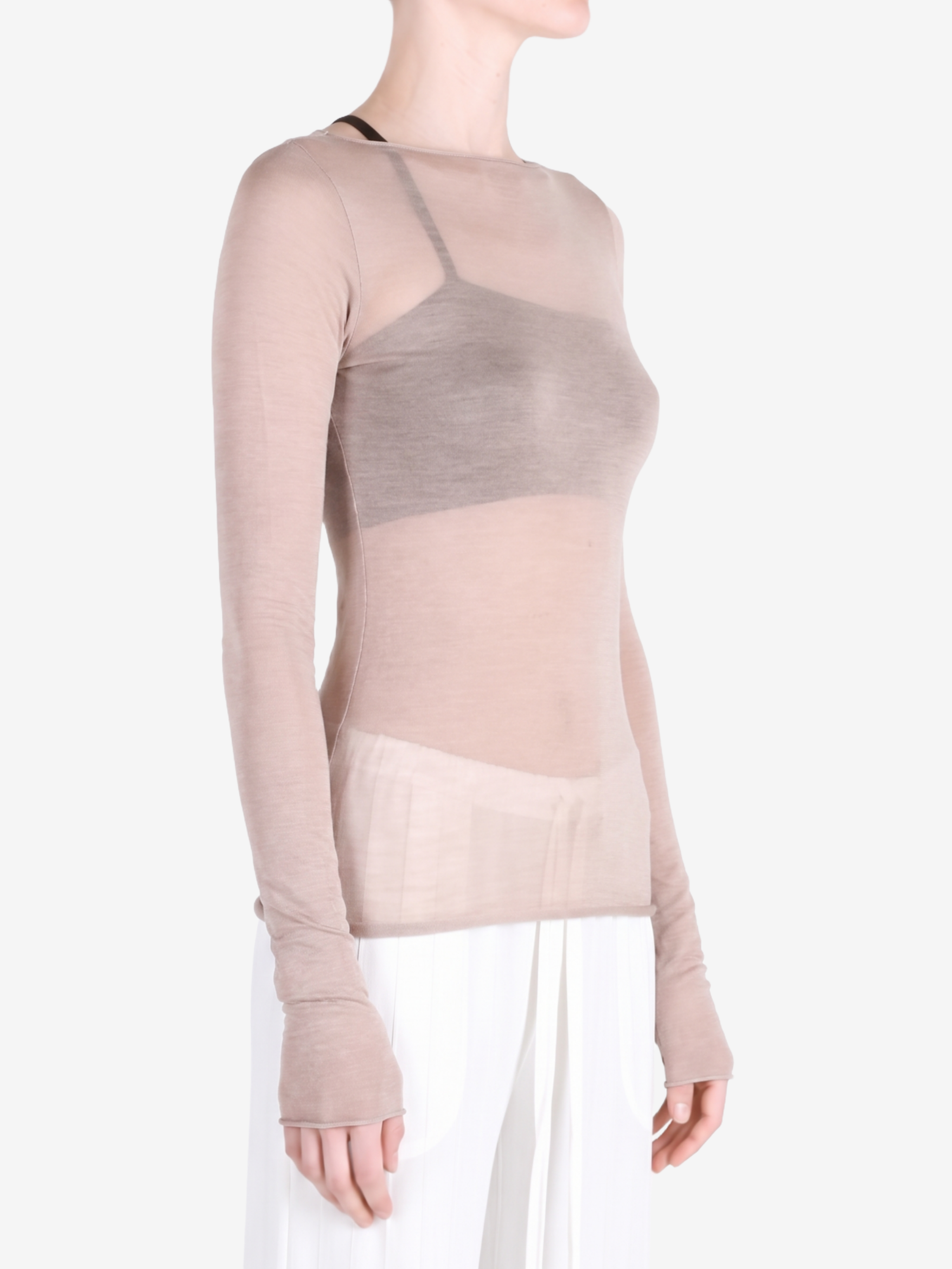 Tan t-shirt worn by a person, showing the t-shirt fit