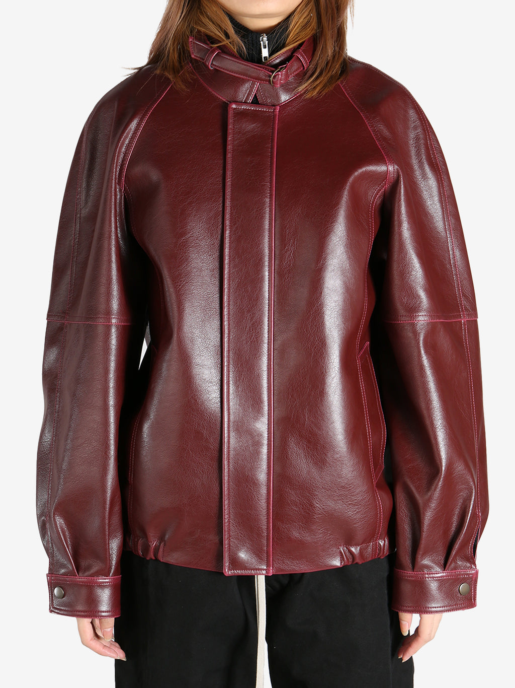 MM6 Maison Margiela - Women Leather Buckle Collar Jacket