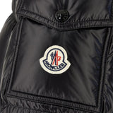 Close up of Black jacket, showing texture of the 100% nylon fabric