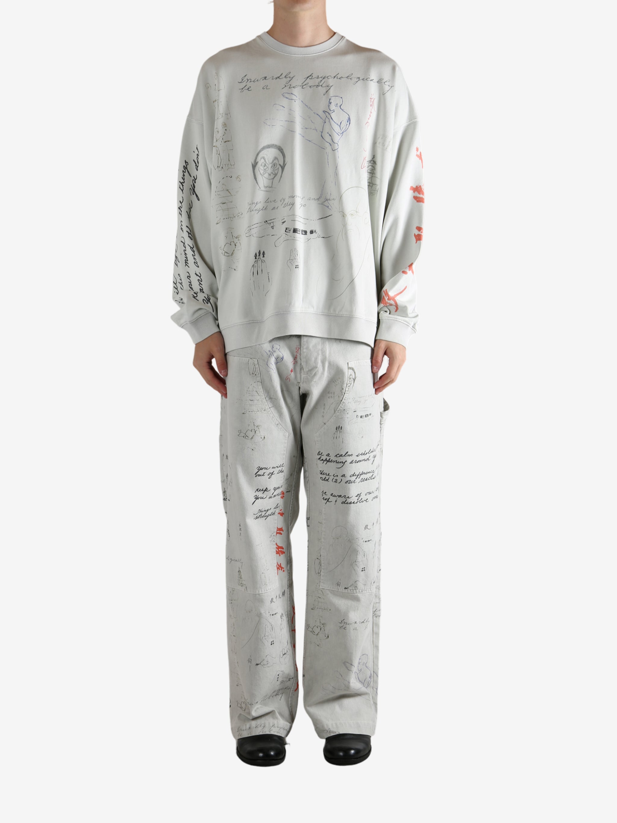 Grey top,full body view