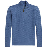 Blue knitwear, front view
