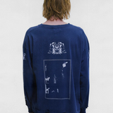Navy t-shirt, full body view