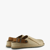 Tan sandals, side view
