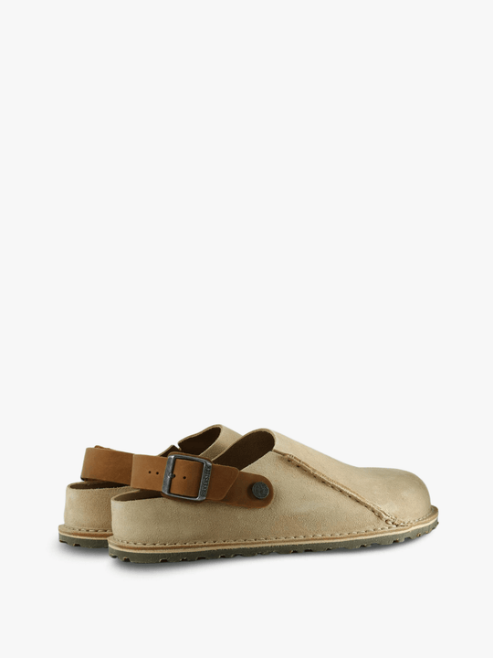 Tan sandals, side view