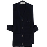 Blue cardigan, front view