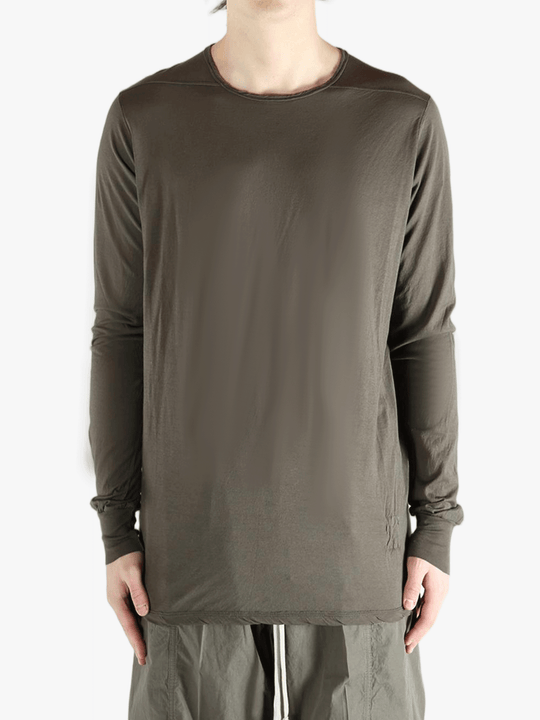 brown t-shirts  worn by a person, showing the t-shirts fit