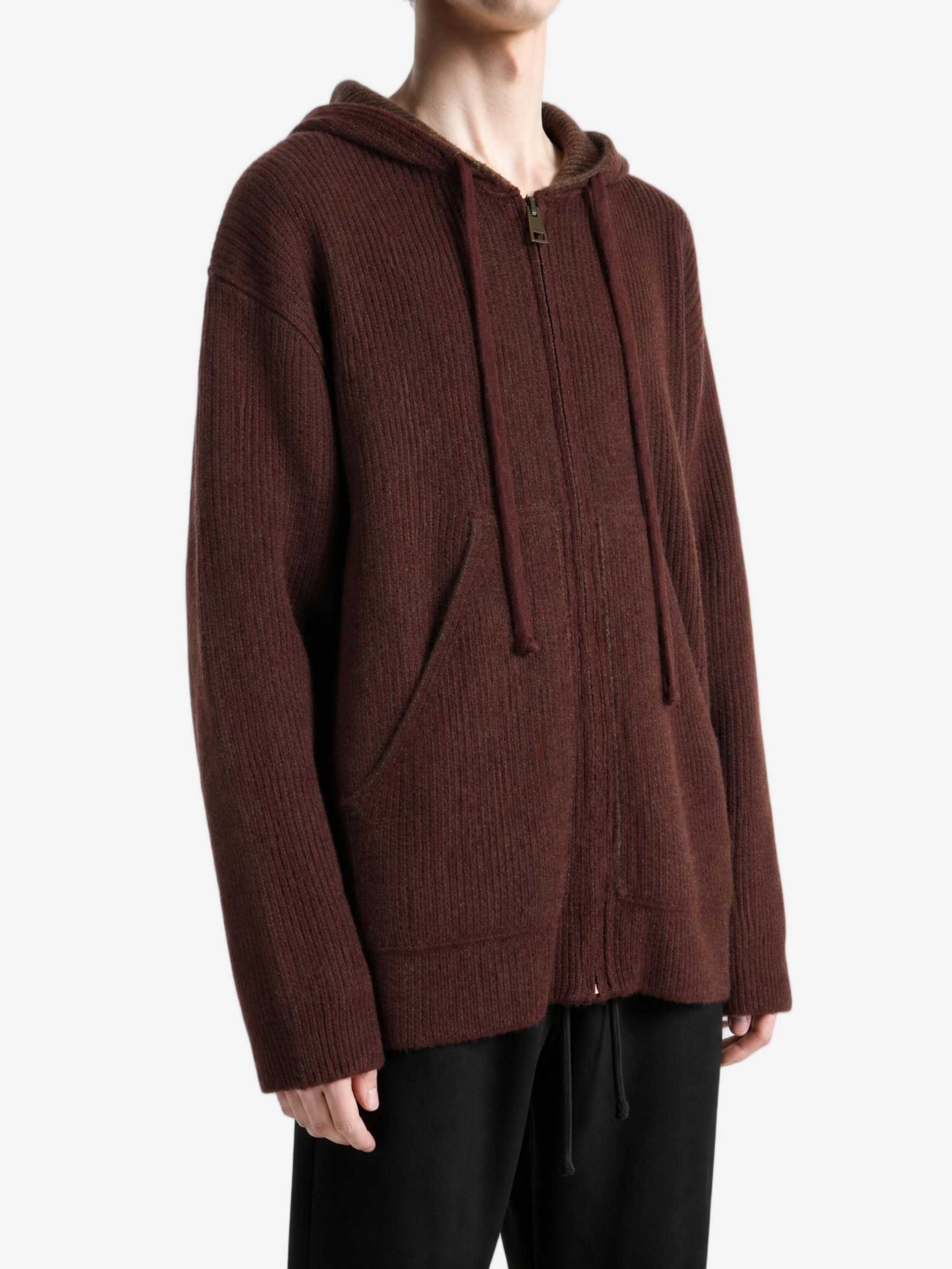 Brown top worn by a person, showing the top fit