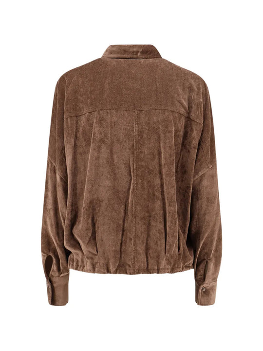 Brown shirt, back view