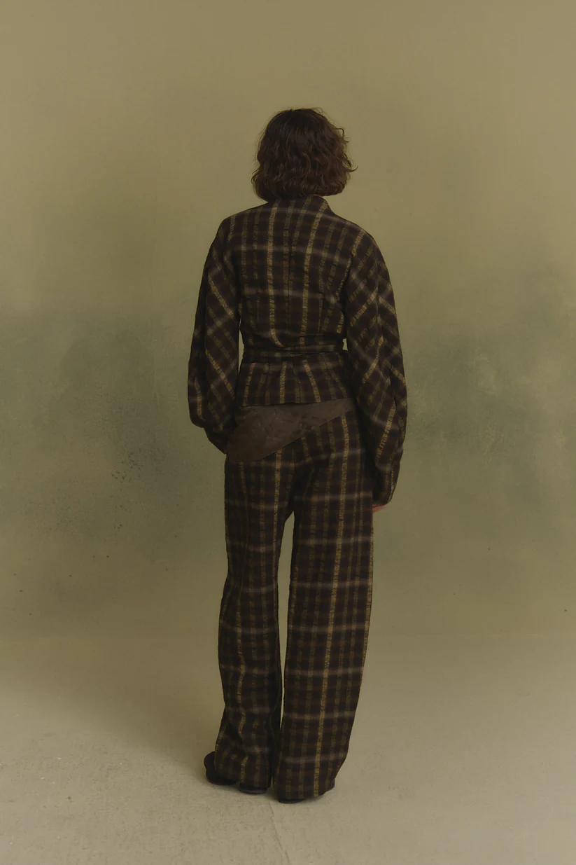 Brown jacket, full body view