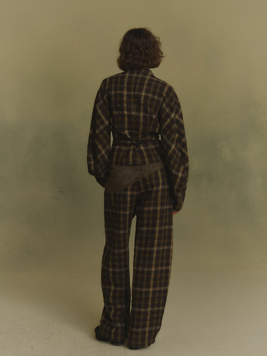 Brown jacket, full body view