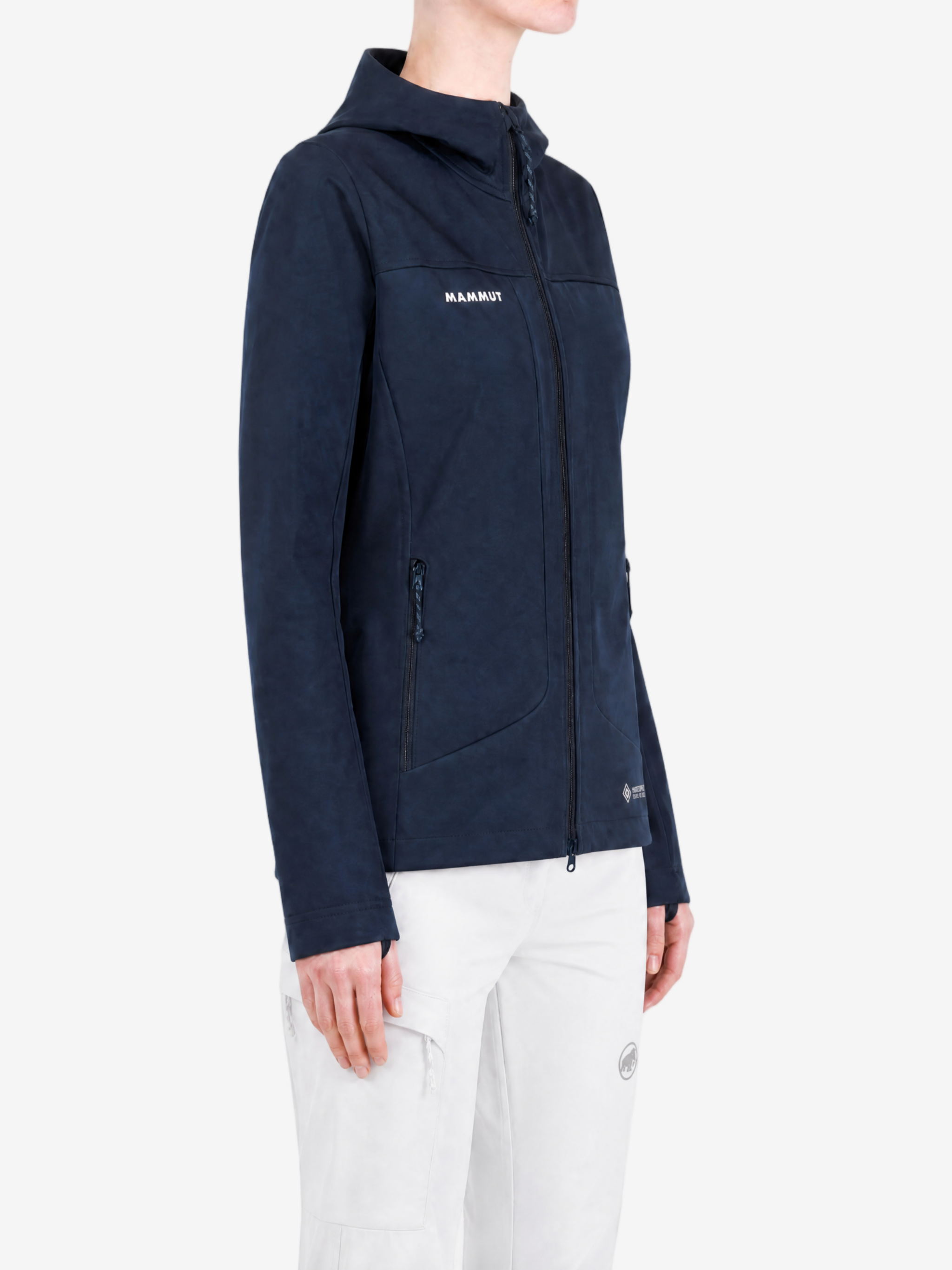 Navy jacket worn by a person, showing the jacket fit