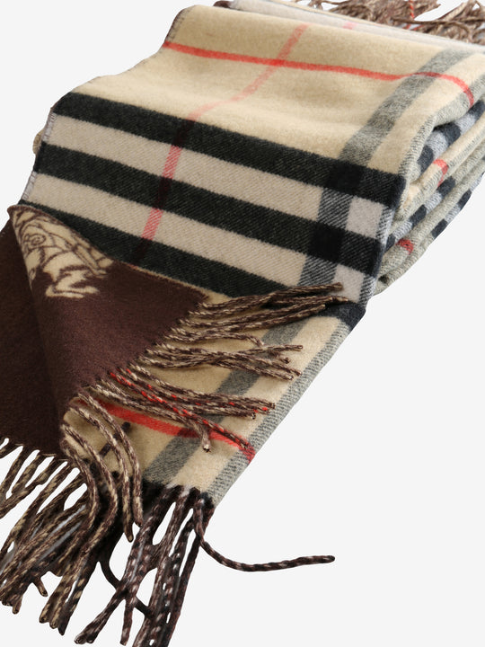 Close up of the tan scarf, showing texture of the cashmere fabric