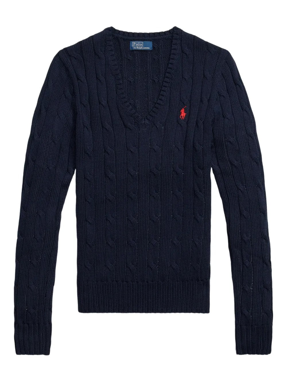 Navy pullover, front view