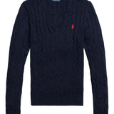 Navy pullover, front view