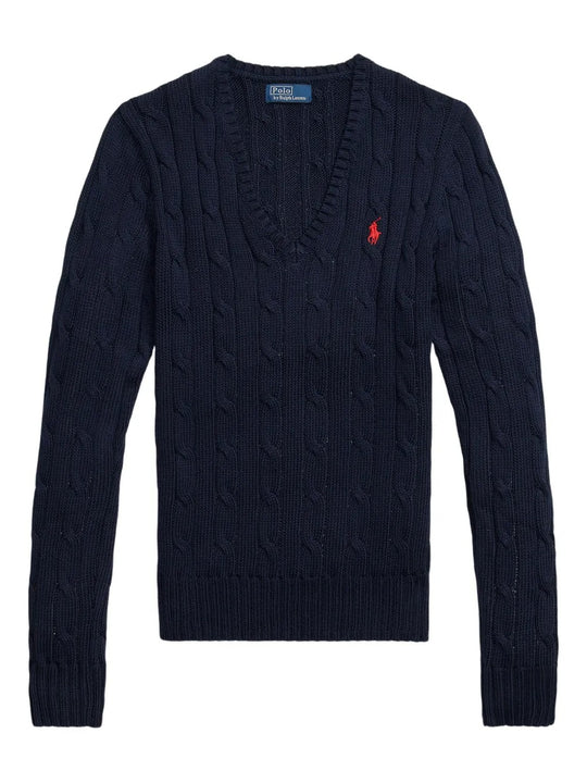 Navy pullover, front view