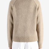 Tan knitwear, front view