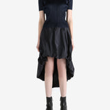 Navy top, full body view