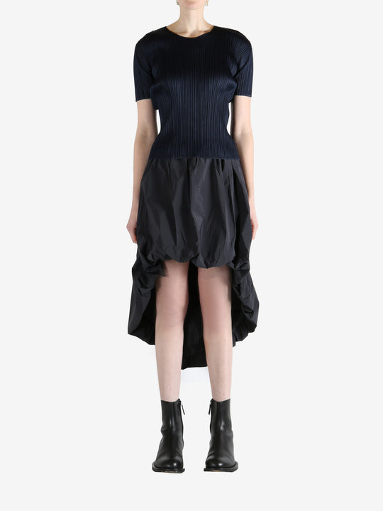 Navy top, full body view