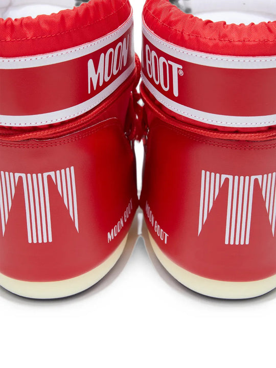 Red boots, side view