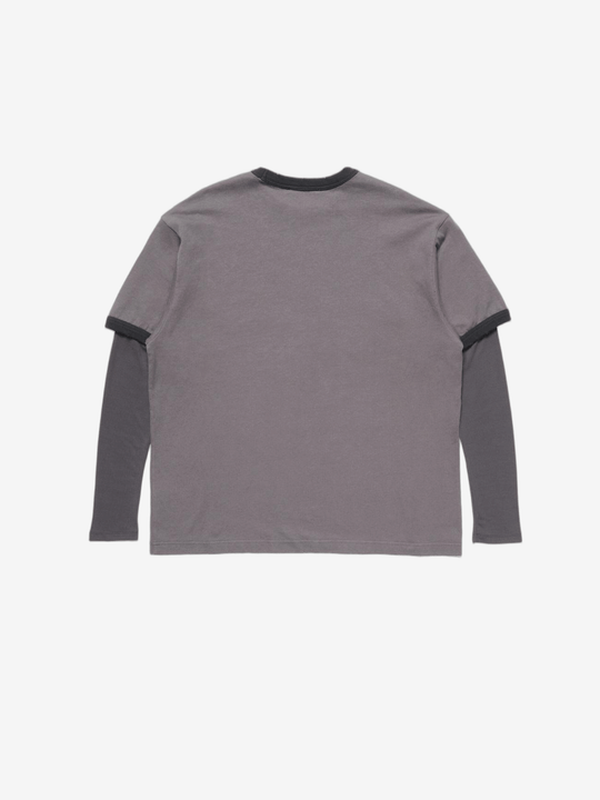 Grey t-shirt, back view