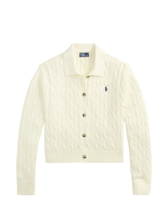 Tan knitwear, front view