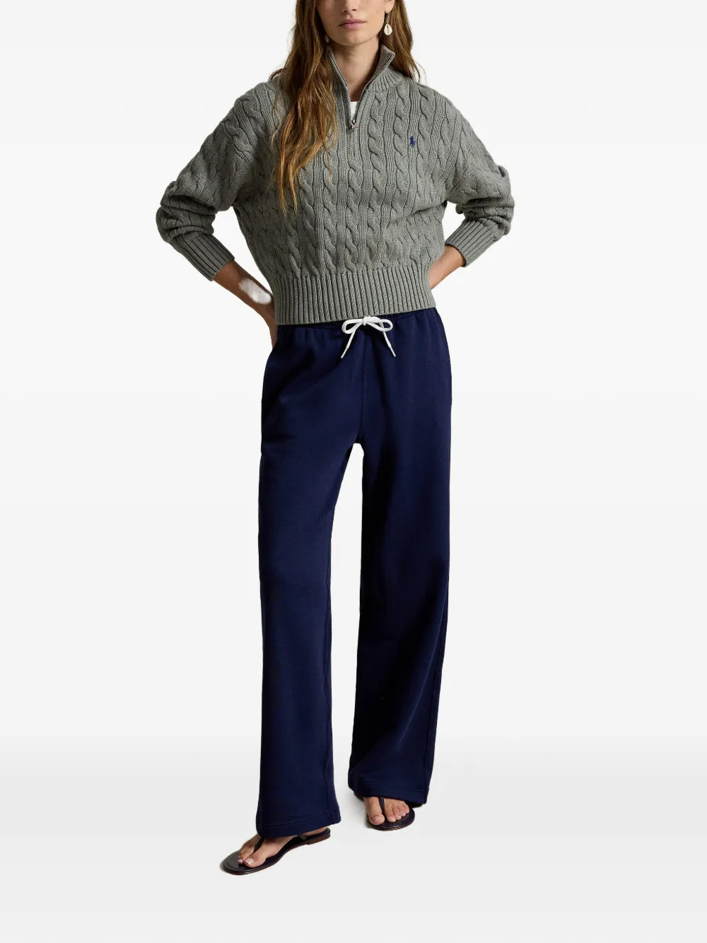 Grey knitwear, full body view