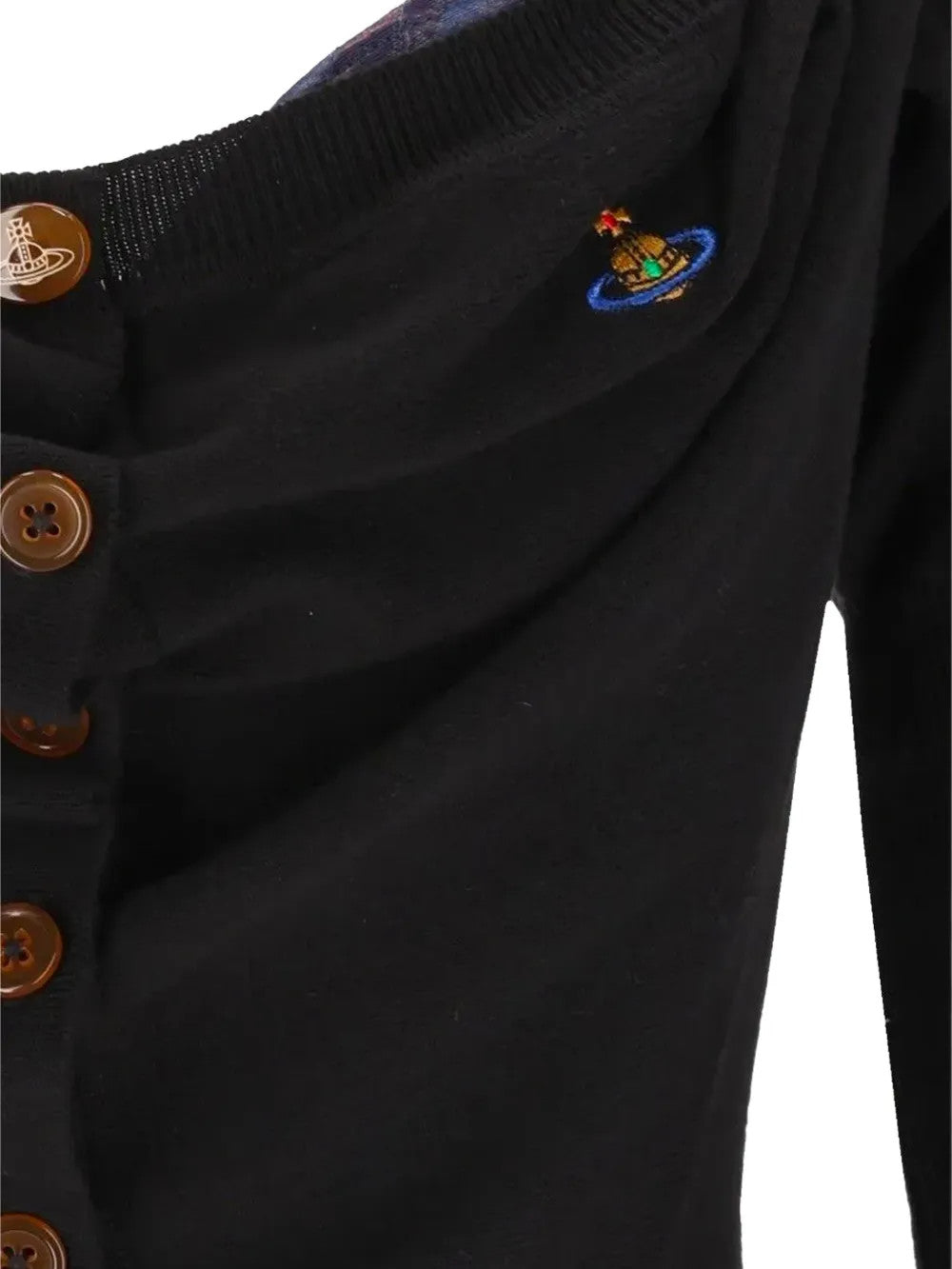 Close up of Black top, showing texture of the 100% polyester fabric