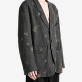 Grey blazer, full body view