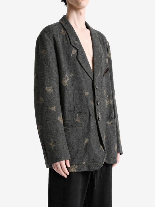 Grey blazer, full body view