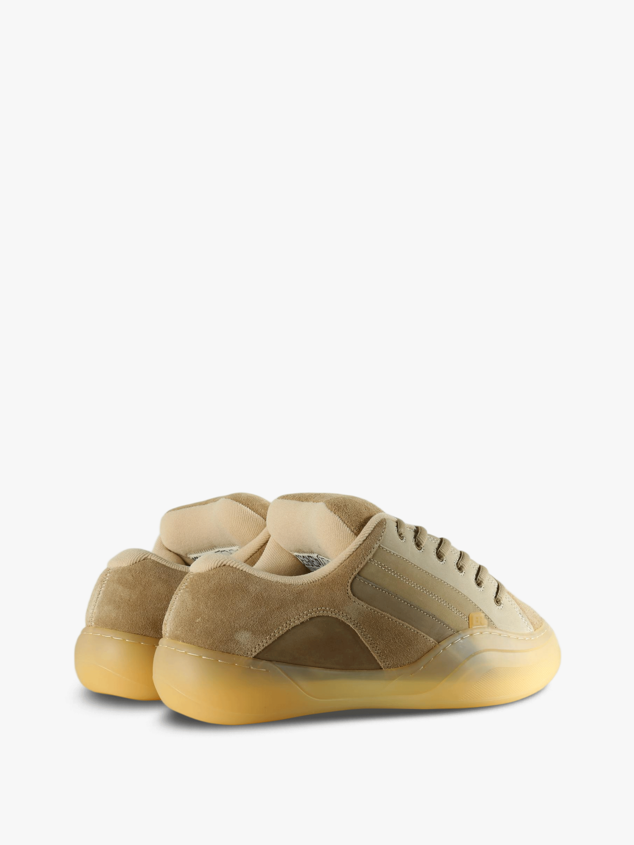 Tan shoes, side view