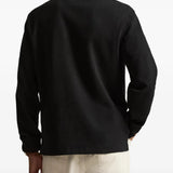 Black knitwear worn by a person, showing the knitwear fit
