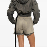 RICK OWENS DRKSHDW - Women Hooded Cropped Flight Bomber