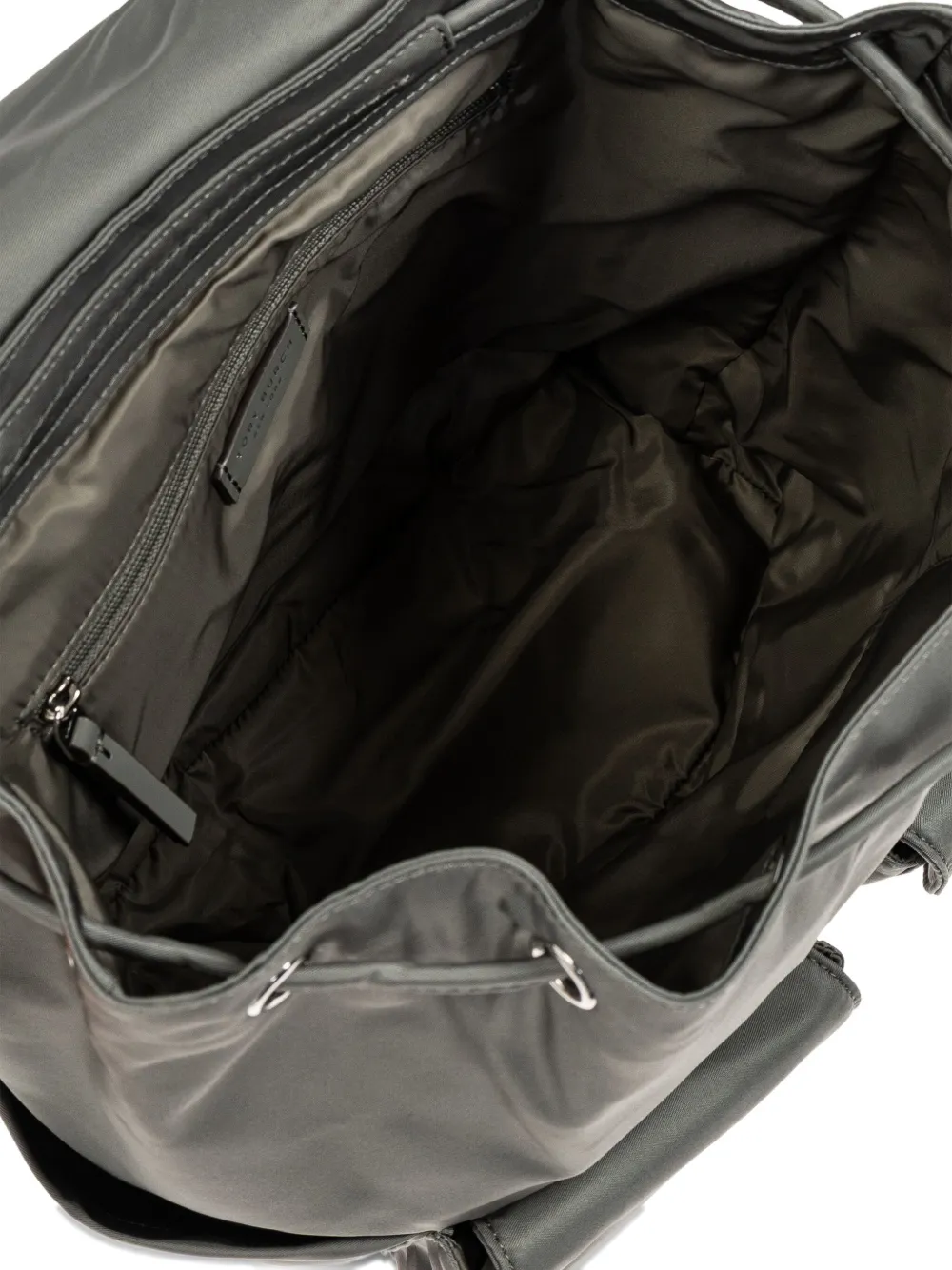 Grey backpack, inside view