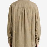 Tan shirt, full body view