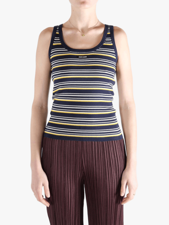 Navy top worn by a person, showing the top'fit