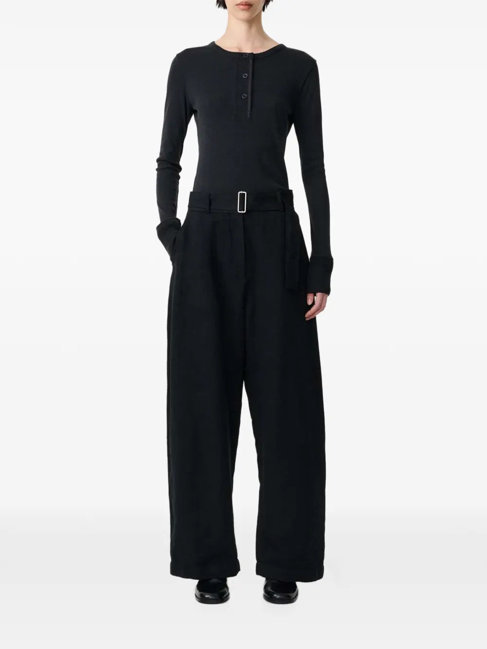 Black pants, full body view