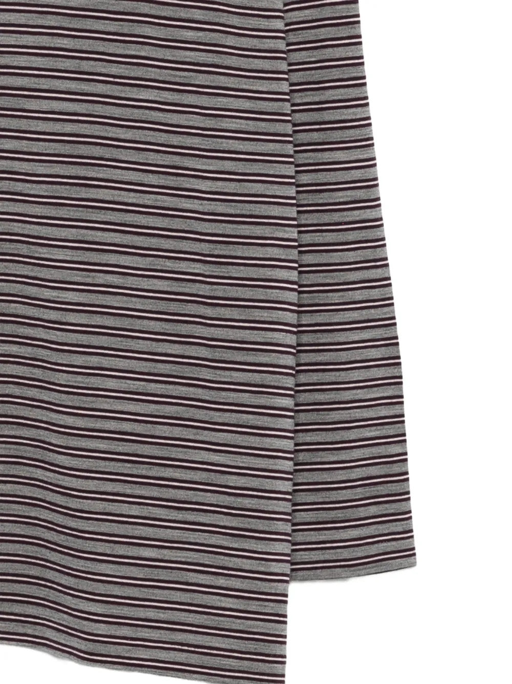 Close up of Grey t-shirt, showing texture of the 100% wool fabric