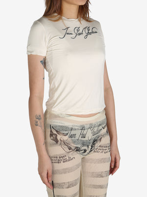 JEAN PAUL GAULTIER - Women Printed "Tattoo" Thin Jersey Baby-Tee