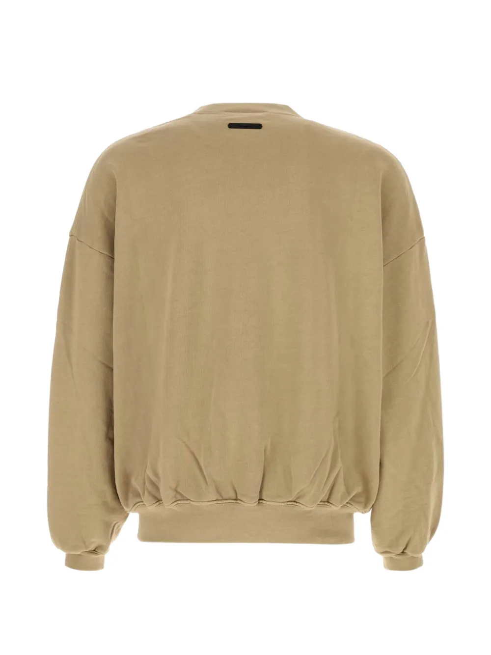 Tan sweats hoodies, back view showing relaxed fit