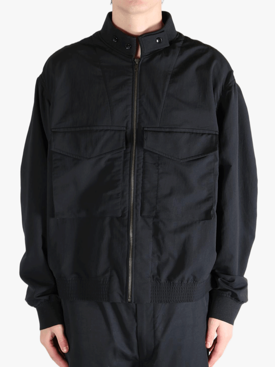 Black jackets worn by a person, showing the jackets fit