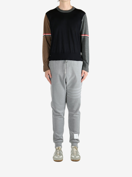 Blue knitwear, full body view