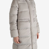 Grey coat worn by a person, showing the coat fit